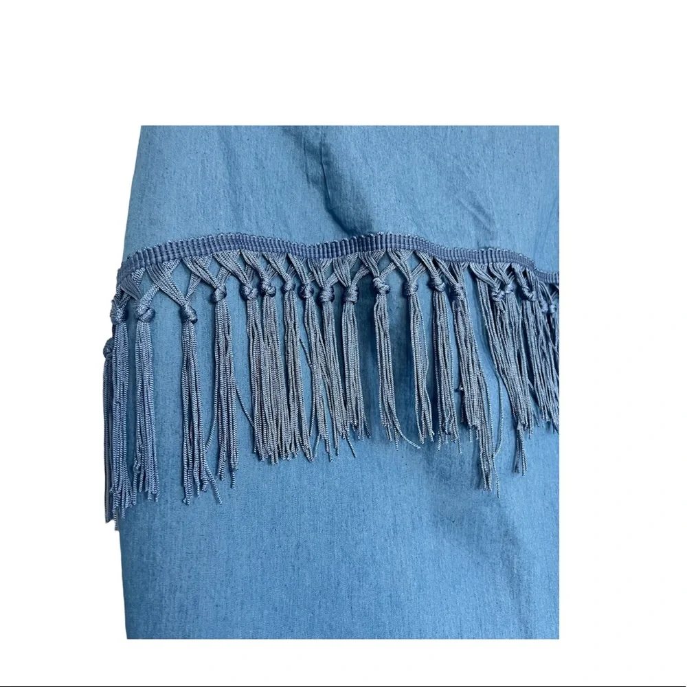 BY EGREIS | blue tassel fringe skirt